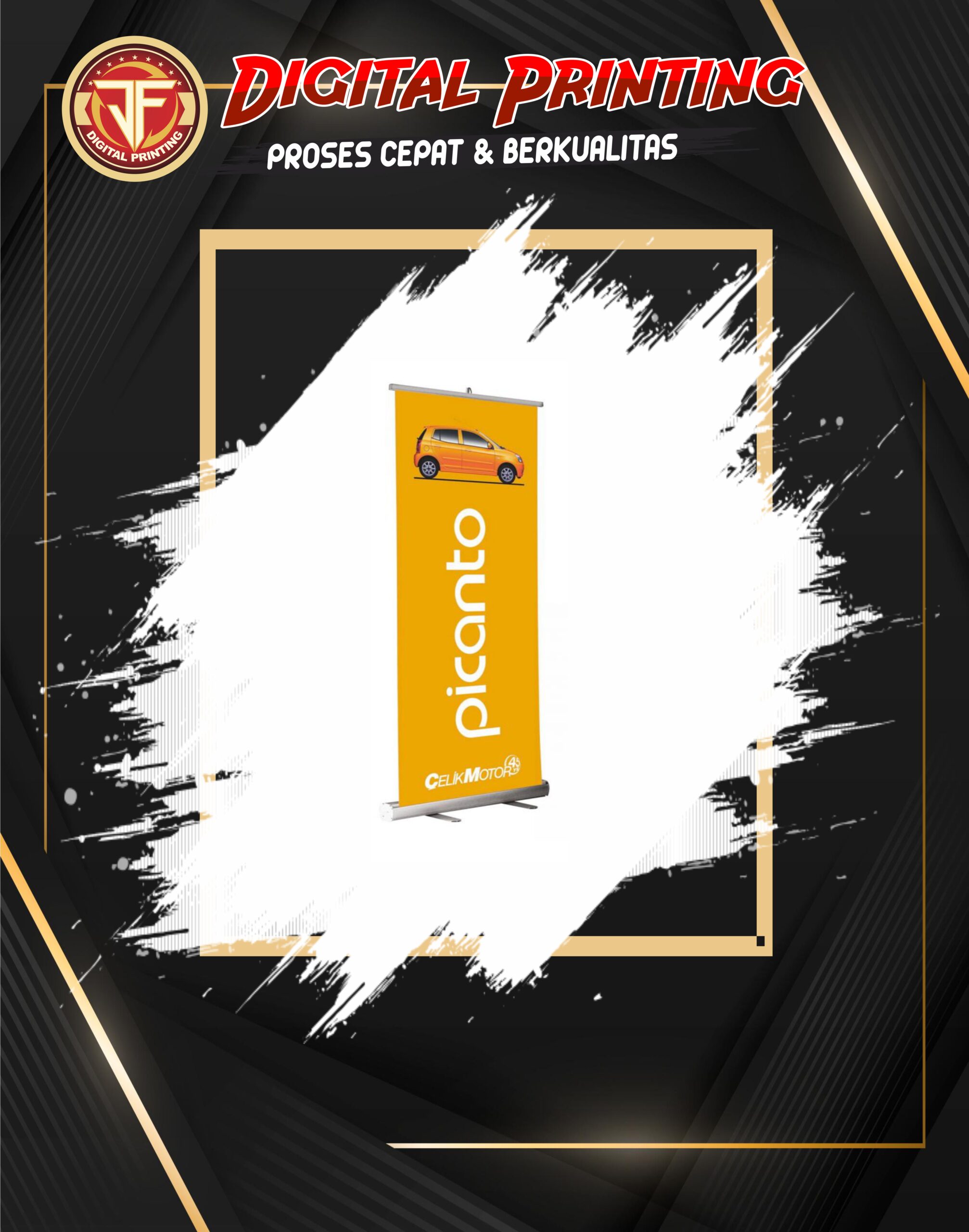 Cetak X Banner Custom Desain Beragam Ukuran di JF Printing